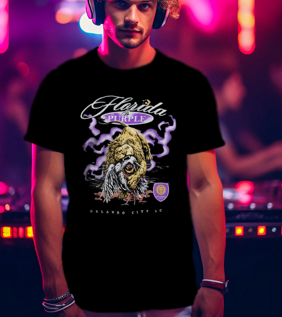 Florida Is Purple Orlando City SC Lion And Eagle Battle T-Shirt