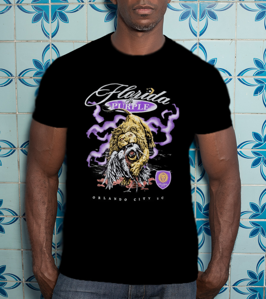 Florida Is Purple Orlando City SC Lion And Eagle Battle T-Shirt