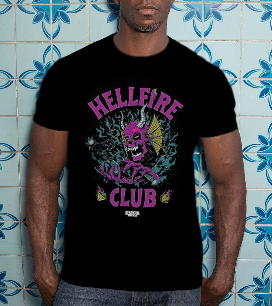 Hellfire Club Stranger Things Skull Sword Dice T-Shirt