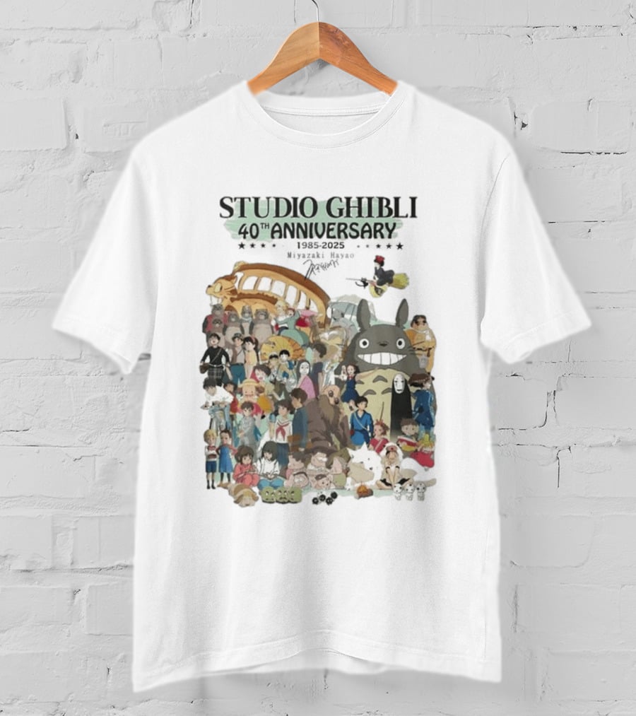 Studio Ghibli 40th Anniversary 1985 2025 Miyazaki Hayao Totoro Spirited Away Characters T-Shirt
