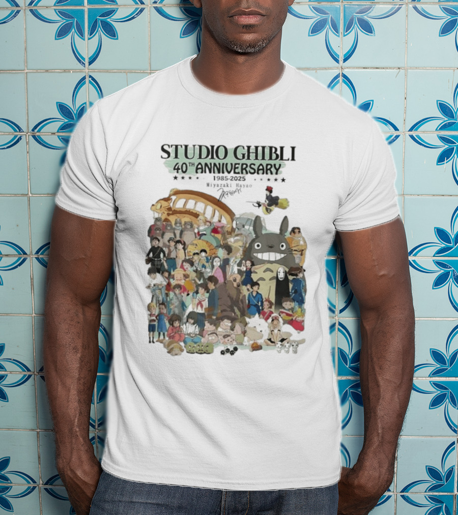 Studio Ghibli 40th Anniversary 1985 2025 Miyazaki Hayao Totoro Spirited Away Characters T-Shirt