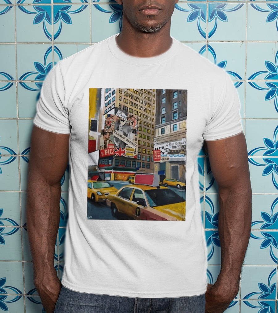 New York City Times Square Taxi Doubles Business British Flag T-Shirt