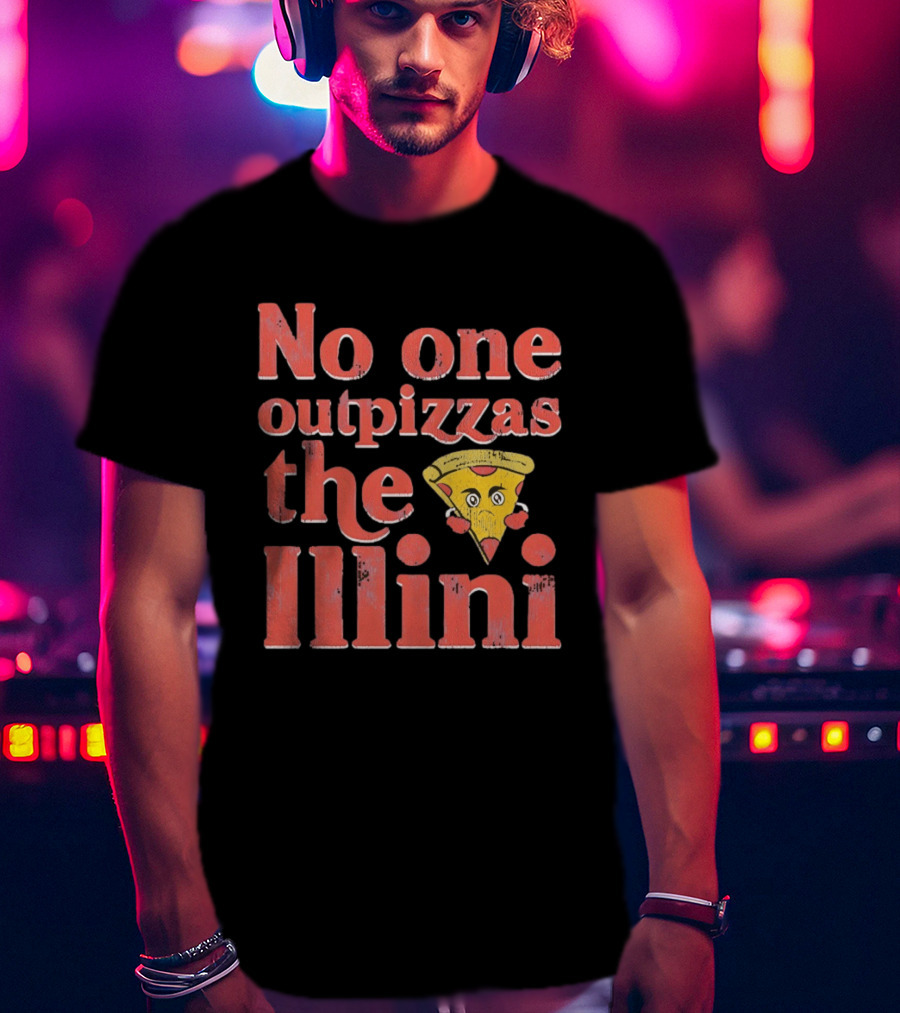 No One Outpizzas The Illini Pizza Face T-Shirt