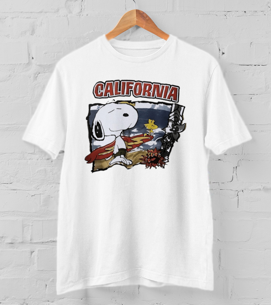 California Snoopy Woodstock Surf Sun Fun T-Shirt