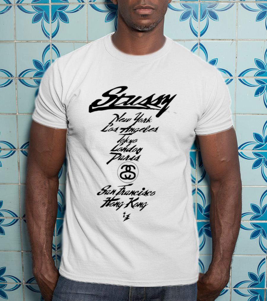 Stussy New York Los Angeles Tokyo London Paris San Francisco Hong Kong Signature 8 Ball T-Shirt