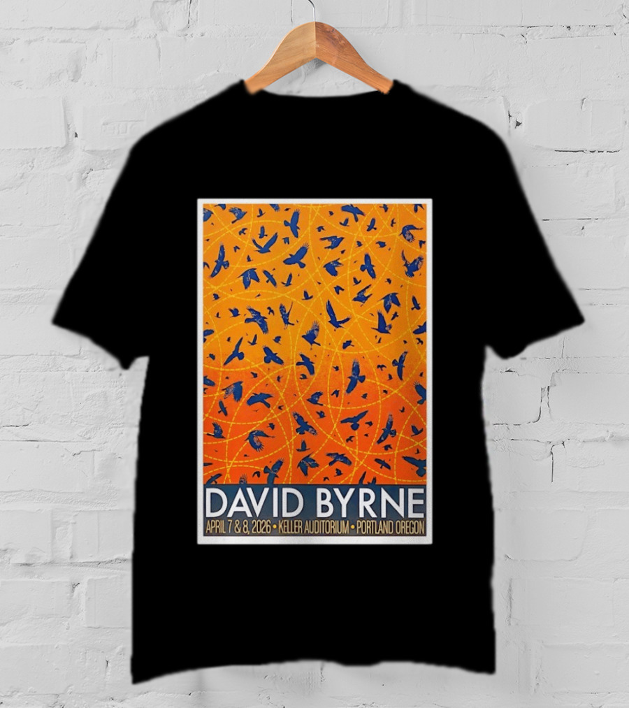 David Byrne April 7 8 2026 Keller Auditorium Portland Oregon Birds Orange Blue T-Shirt