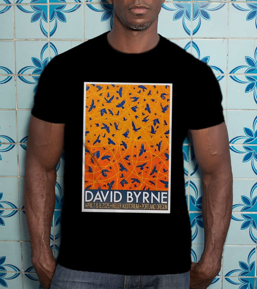 David Byrne April 7 8 2026 Keller Auditorium Portland Oregon Birds Orange Blue T-Shirt