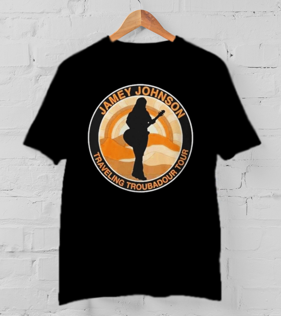 Jamey Johnson Traveling Troubadour Tour Silhouette And Sunset Scene T-Shirt