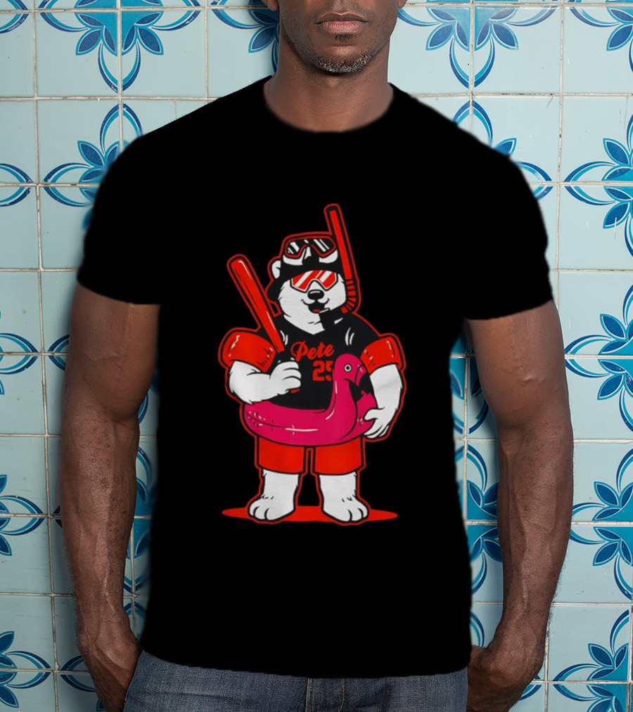 Pete Alonso 25 Polar Bear Flamingo Float New York Mets Cartoon T-Shirt