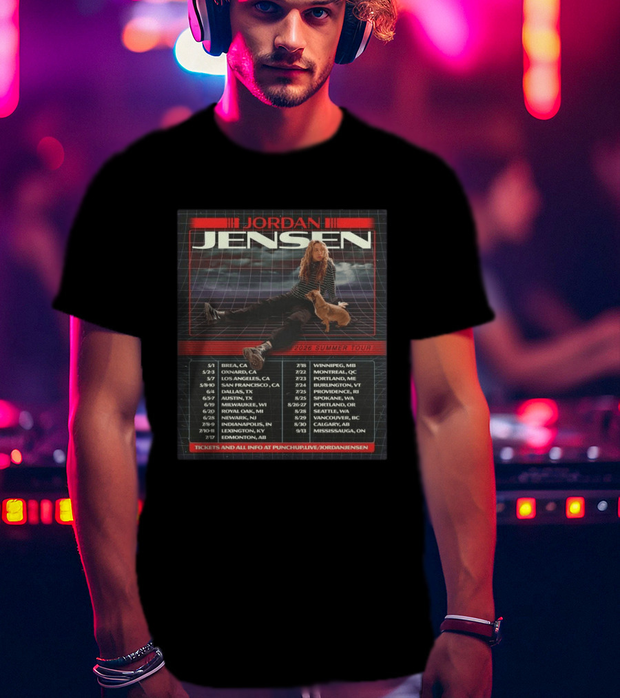 Jordan Jensen 2026 Summer Tour With Tour Dates And Locations T-Shirt