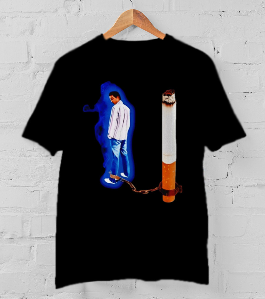 Man In Blue Jeans With Chains Connected To Burning Cigarette T-Shirt