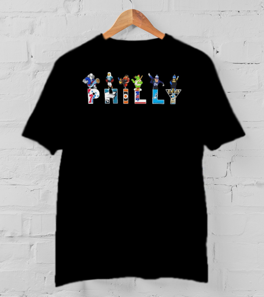 Philly Sports Teams Eagles Phillies Sixers Flyers Mascots 2026 T-Shirt