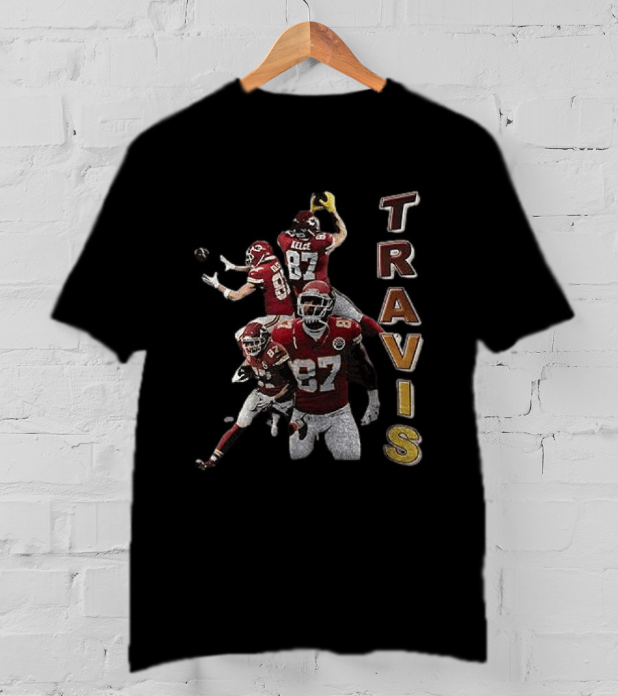 Kansas City Chiefs Travis Kelce Football Number 87 Gaming Action T-Shirt