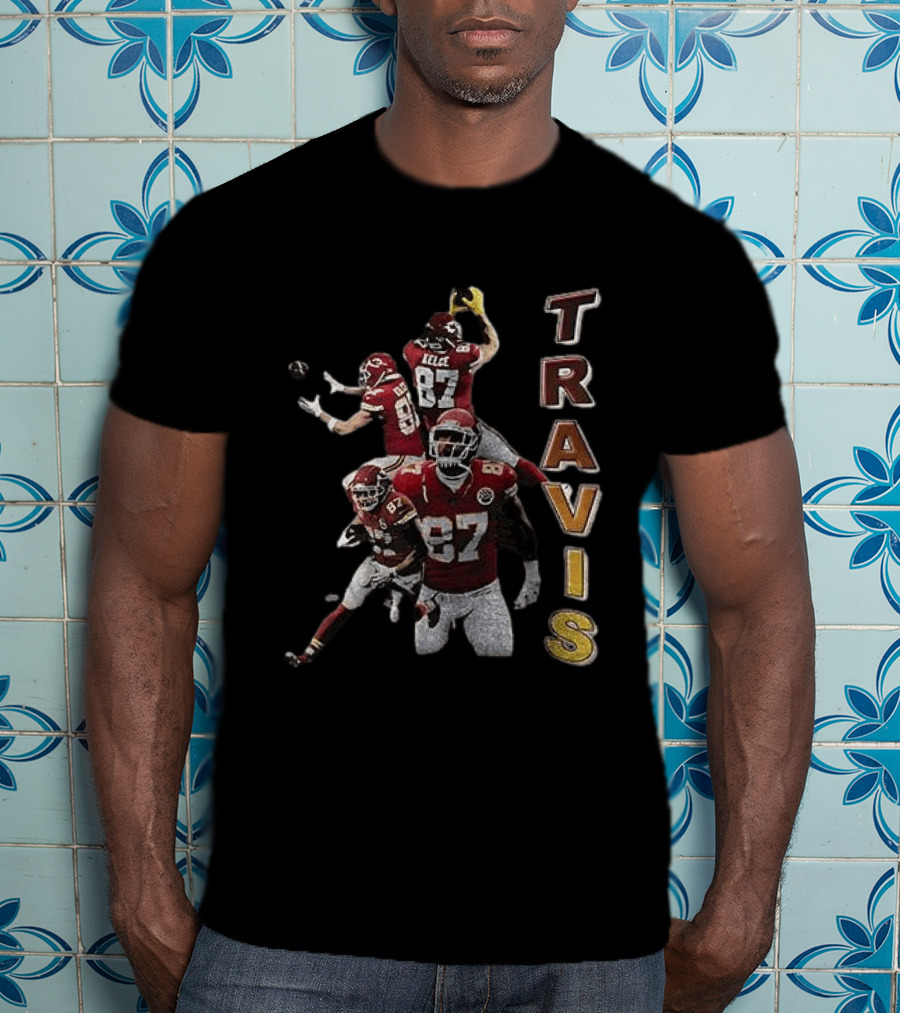 Kansas City Chiefs Travis Kelce Football Number 87 Gaming Action T-Shirt