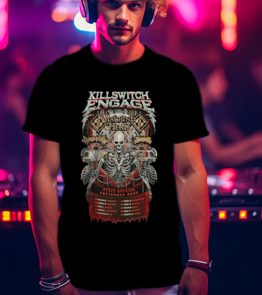 KILLSWITCH ENGAGE Machine Head North America Tour September 2026 Skeleton T-Shirt
