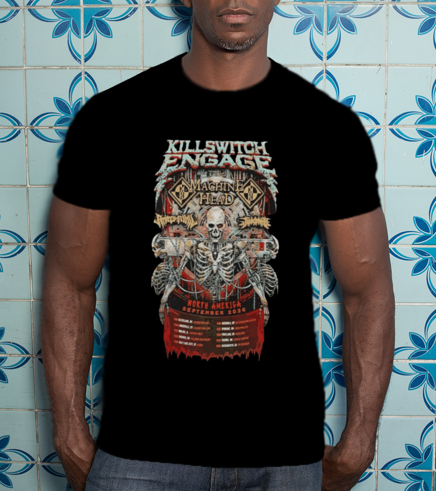 KILLSWITCH ENGAGE Machine Head North America Tour September 2026 Skeleton T-Shirt