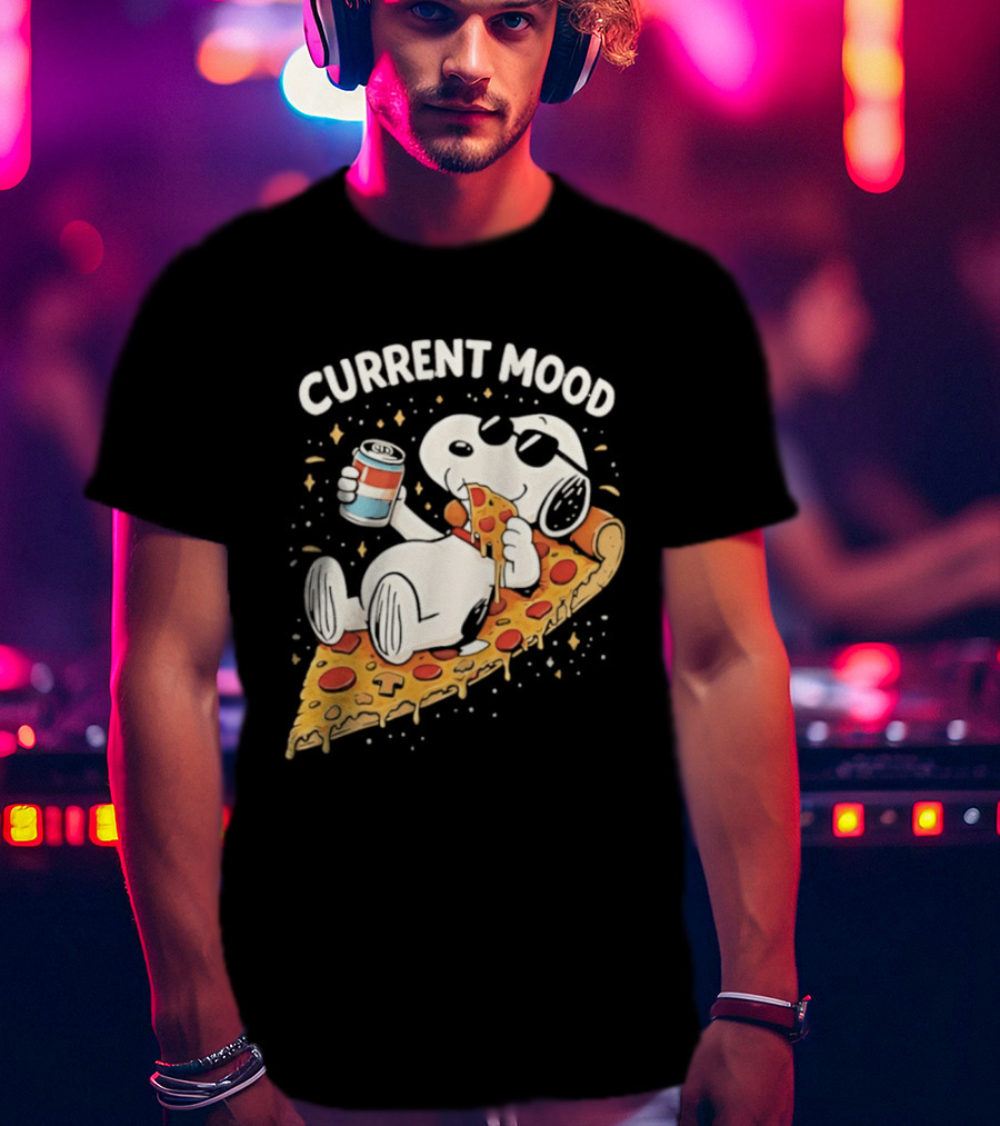 Current Mood Snoopy Relaxing Eating Pizza On A Slice T-Shirt