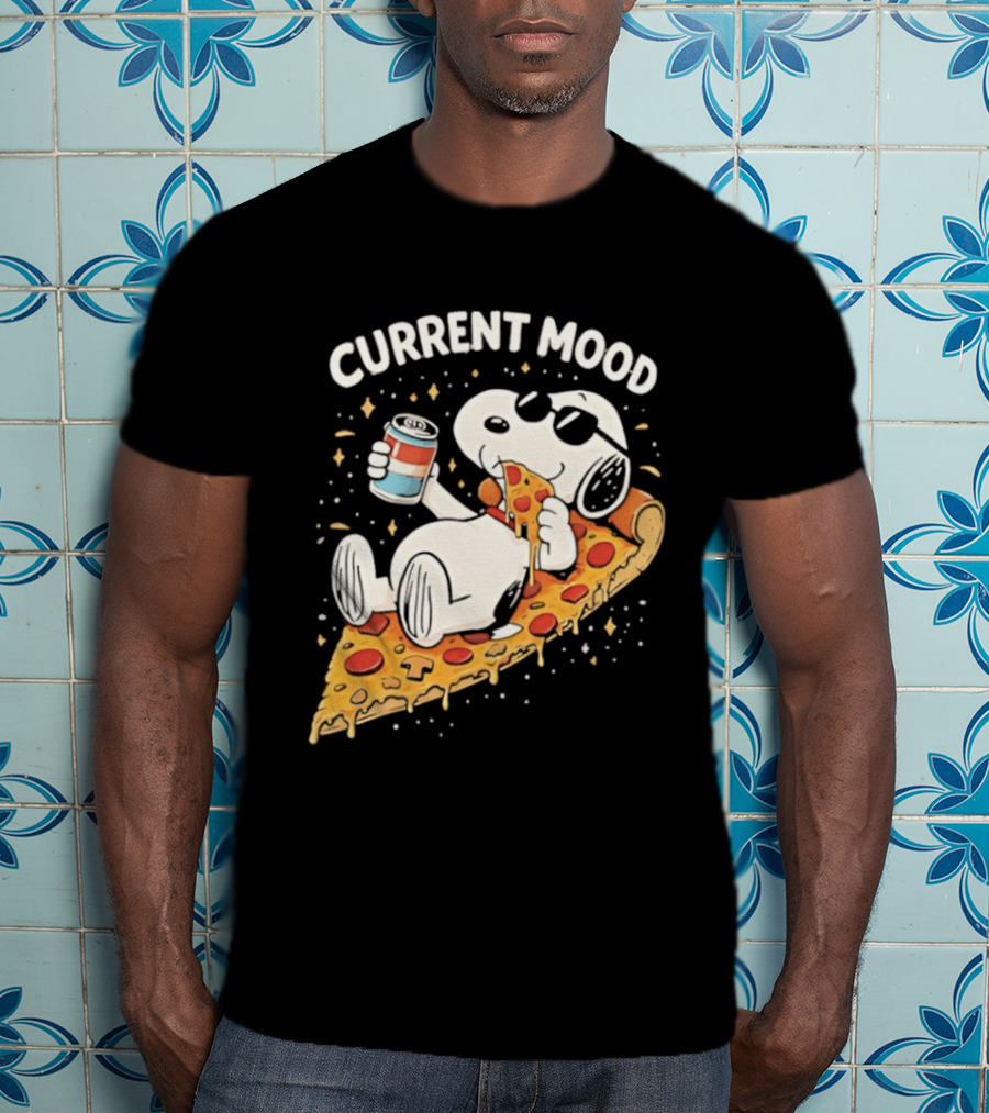 Current Mood Snoopy Relaxing Eating Pizza On A Slice T-Shirt