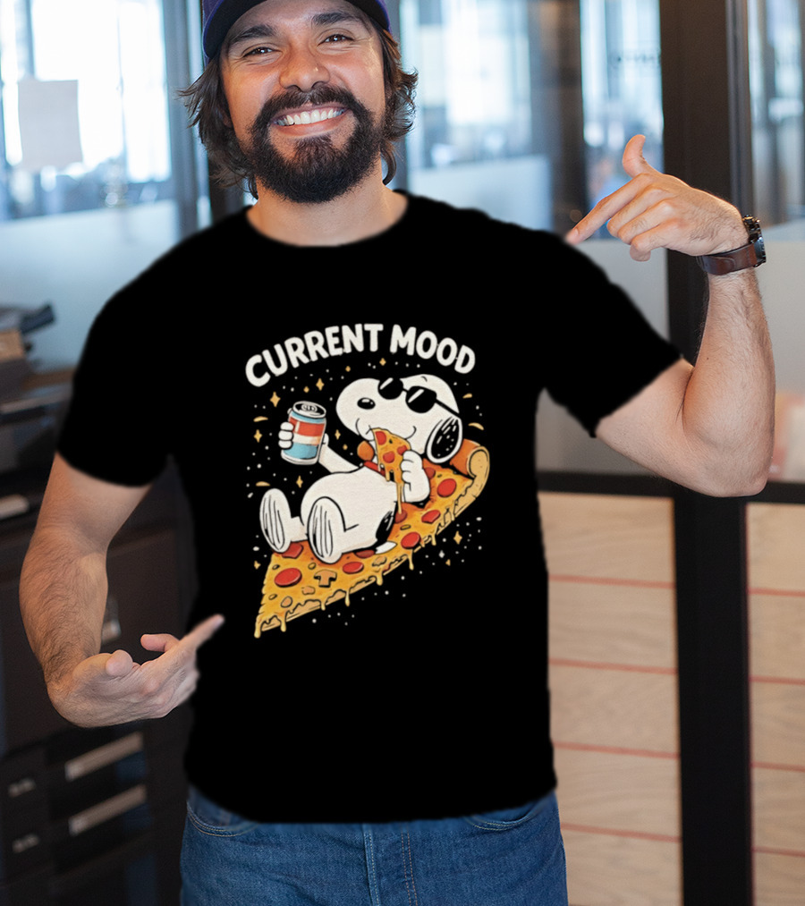 Current Mood Snoopy Relaxing Eating Pizza On A Slice T-Shirt