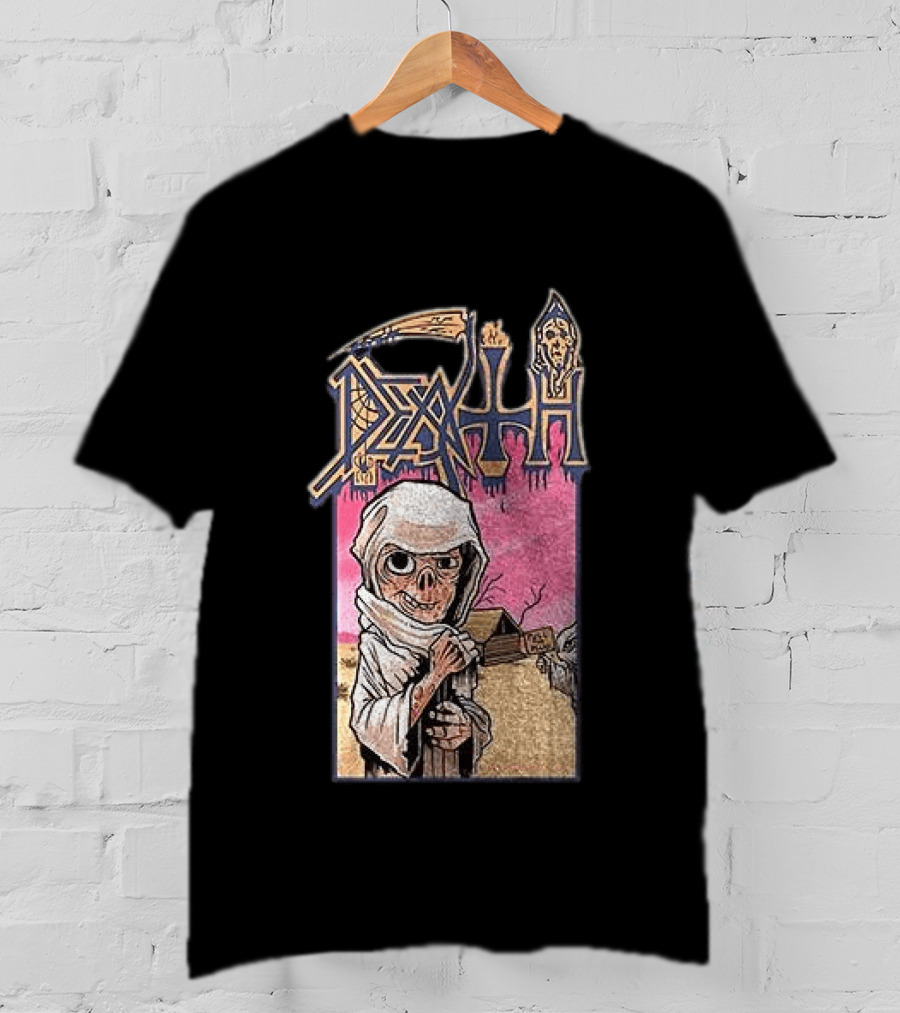Death Leprosy Album Cover Art Skeleton Monk Desert Scene T-Shirt