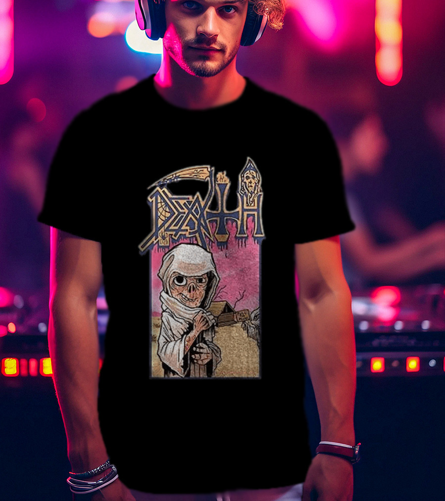 Death Leprosy Album Cover Art Skeleton Monk Desert Scene T-Shirt