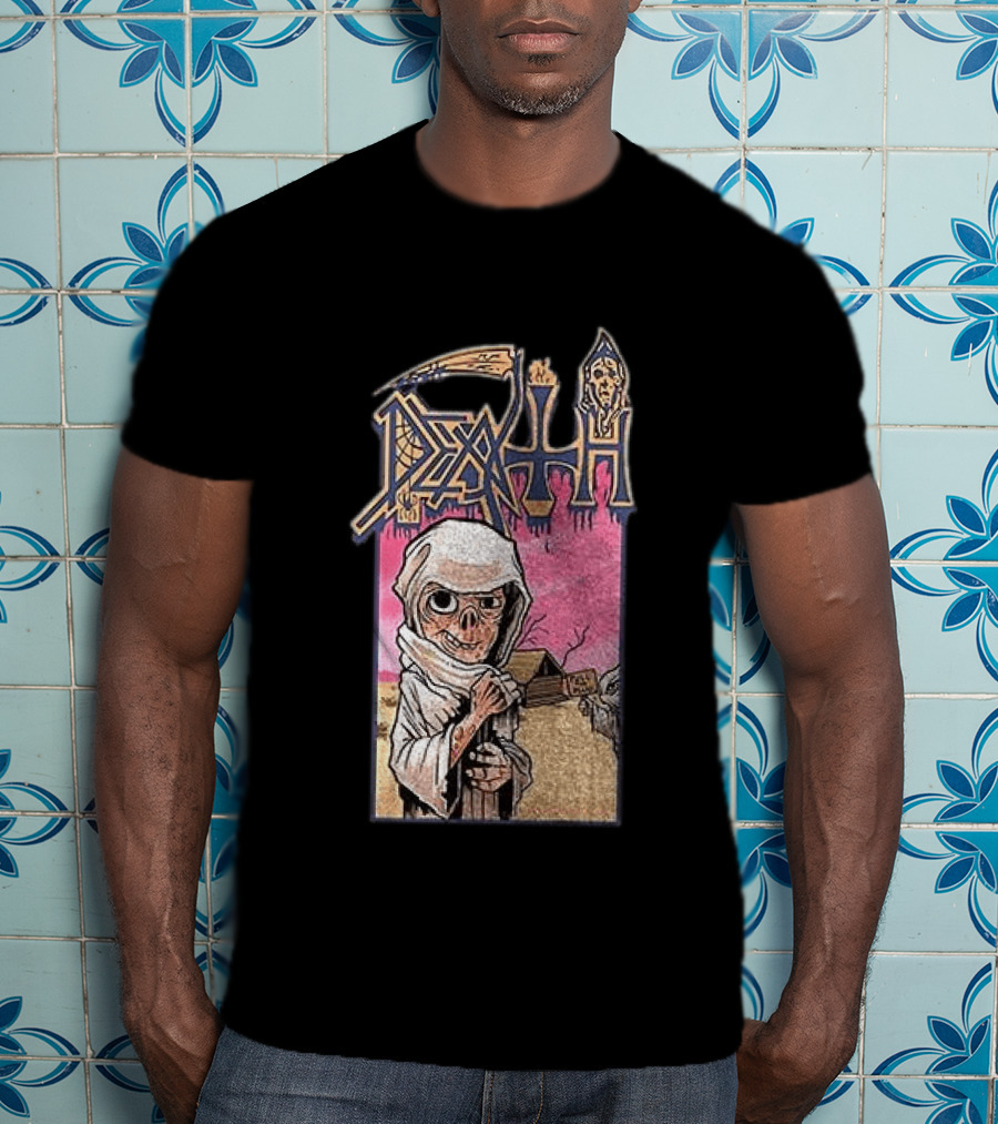 Death Leprosy Album Cover Art Skeleton Monk Desert Scene T-Shirt