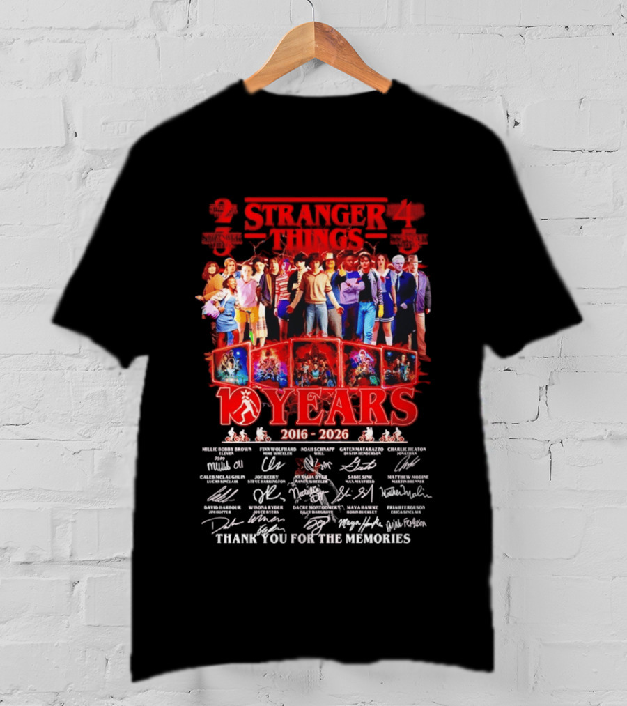 Stranger Things Seasons 2 3 4 5 2016 2026 Anniversary Thank You For The Memories T-Shirt