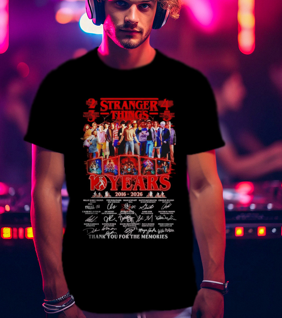 Stranger Things Seasons 2 3 4 5 2016 2026 Anniversary Thank You For The Memories T-Shirt