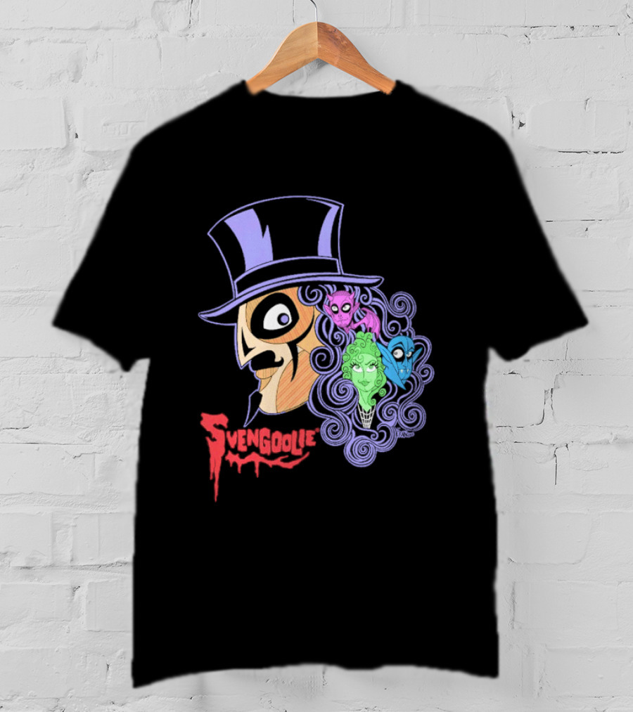 Svengoolie Cartoon Ghoul Faces And Purple Top Hat T-Shirt