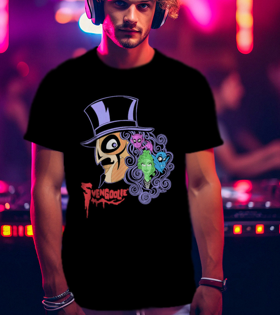 Svengoolie Cartoon Ghoul Faces And Purple Top Hat T-Shirt