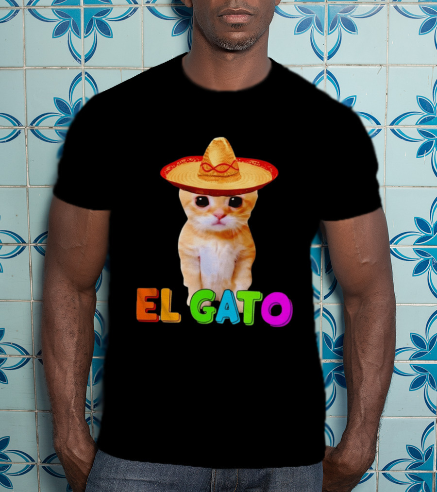 El Gato Cat Sombrero Hat Mexican Fiesta Fun Pet T-Shirt