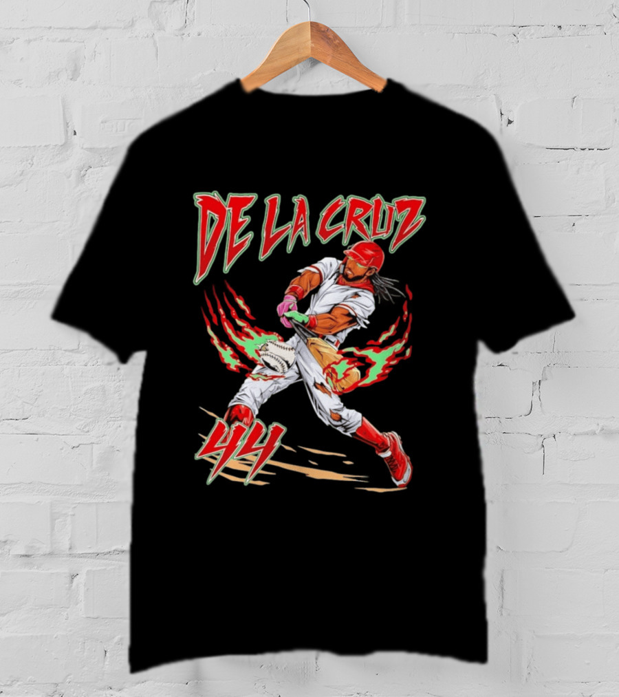 Elly De La Cruz 44 Cincinnati Reds Blazing Baseball Player Action T-Shirt