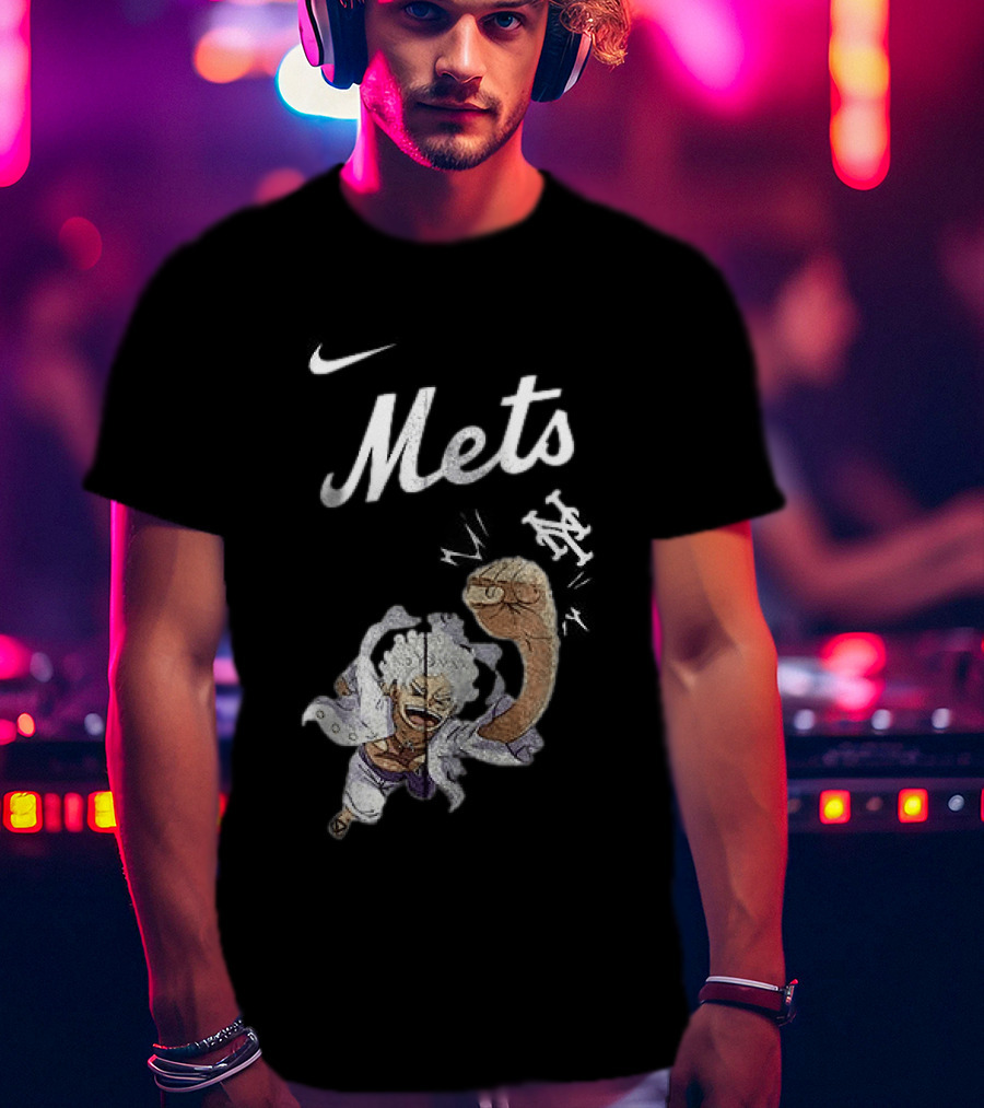 New York Mets X One Piece Luffy Nike Collaboration T-Shirt