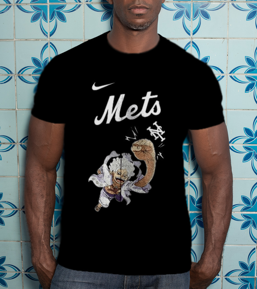 New York Mets X One Piece Luffy Nike Collaboration T-Shirt