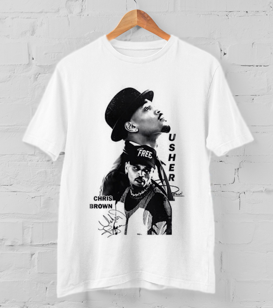 C Brown Usher R&B Tour Cartoon Characters And Signatures T-Shirt