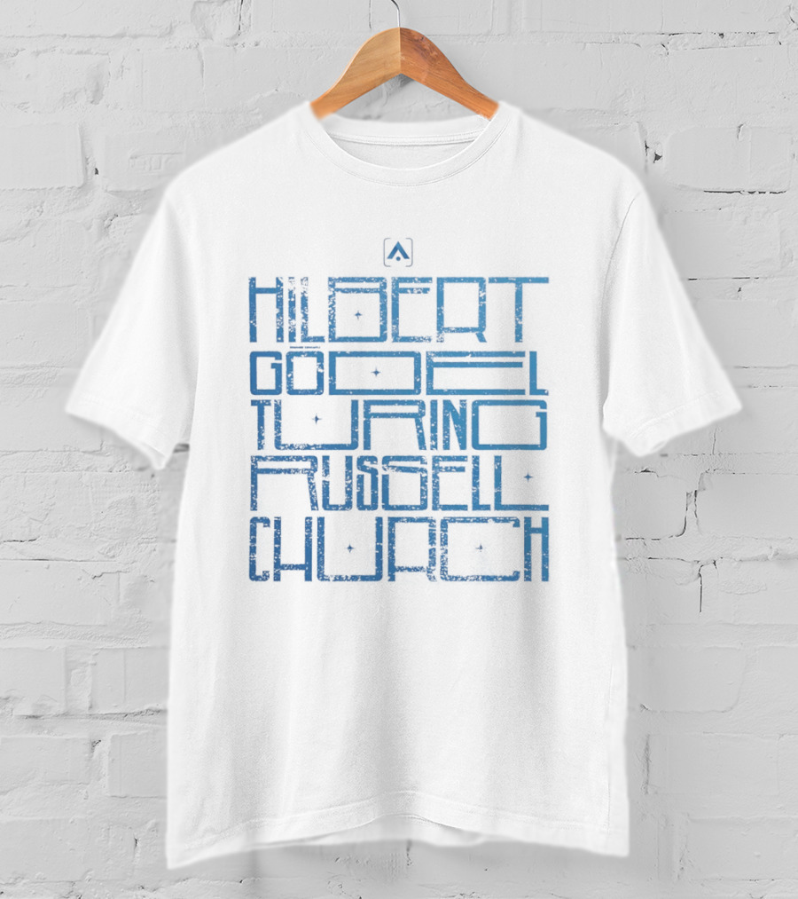 Hilbert Gödel Turing Russell Church Text Block Maze T-Shirt