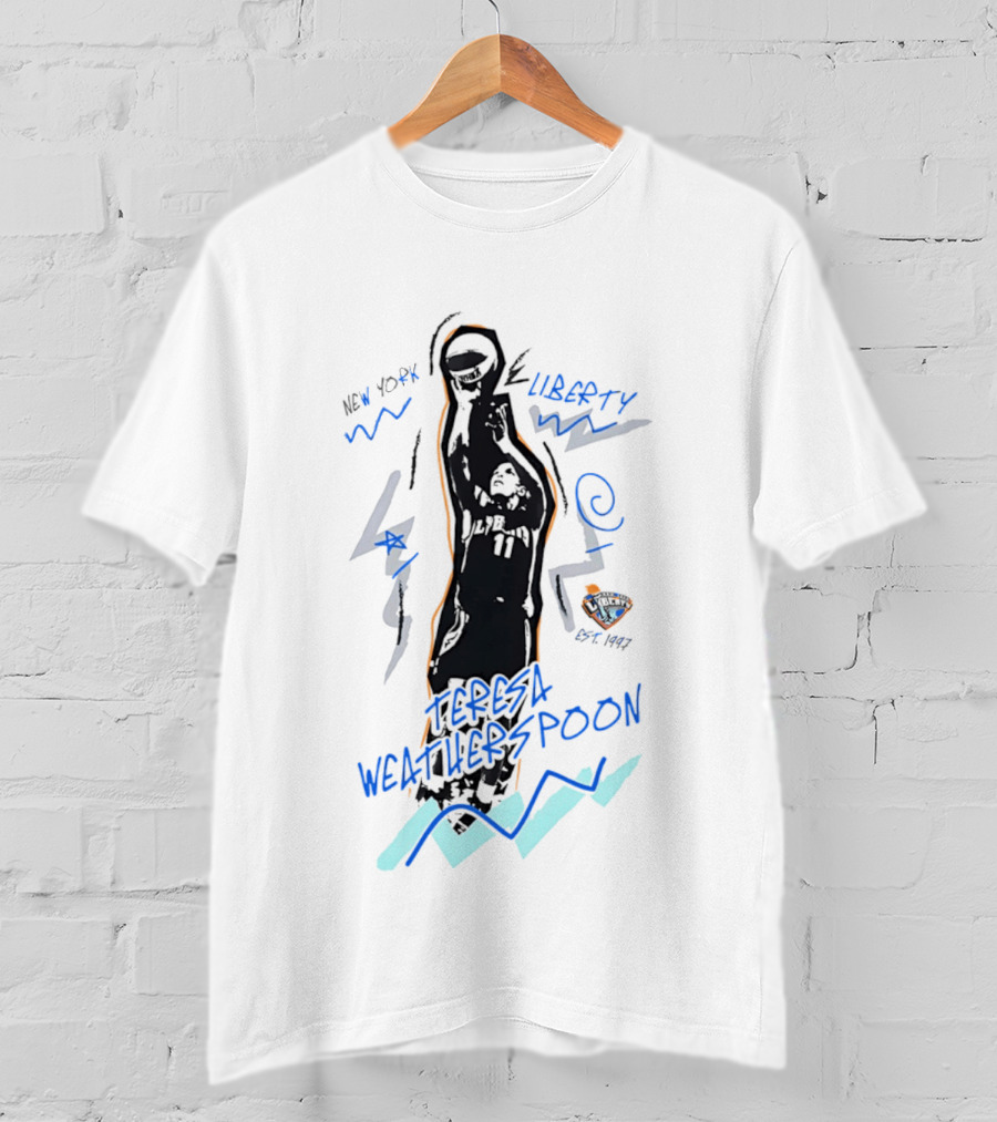New York Liberty Teresa Weatherspoon Chalked Up Basketball Art 97 98 WNBA T-Shirt