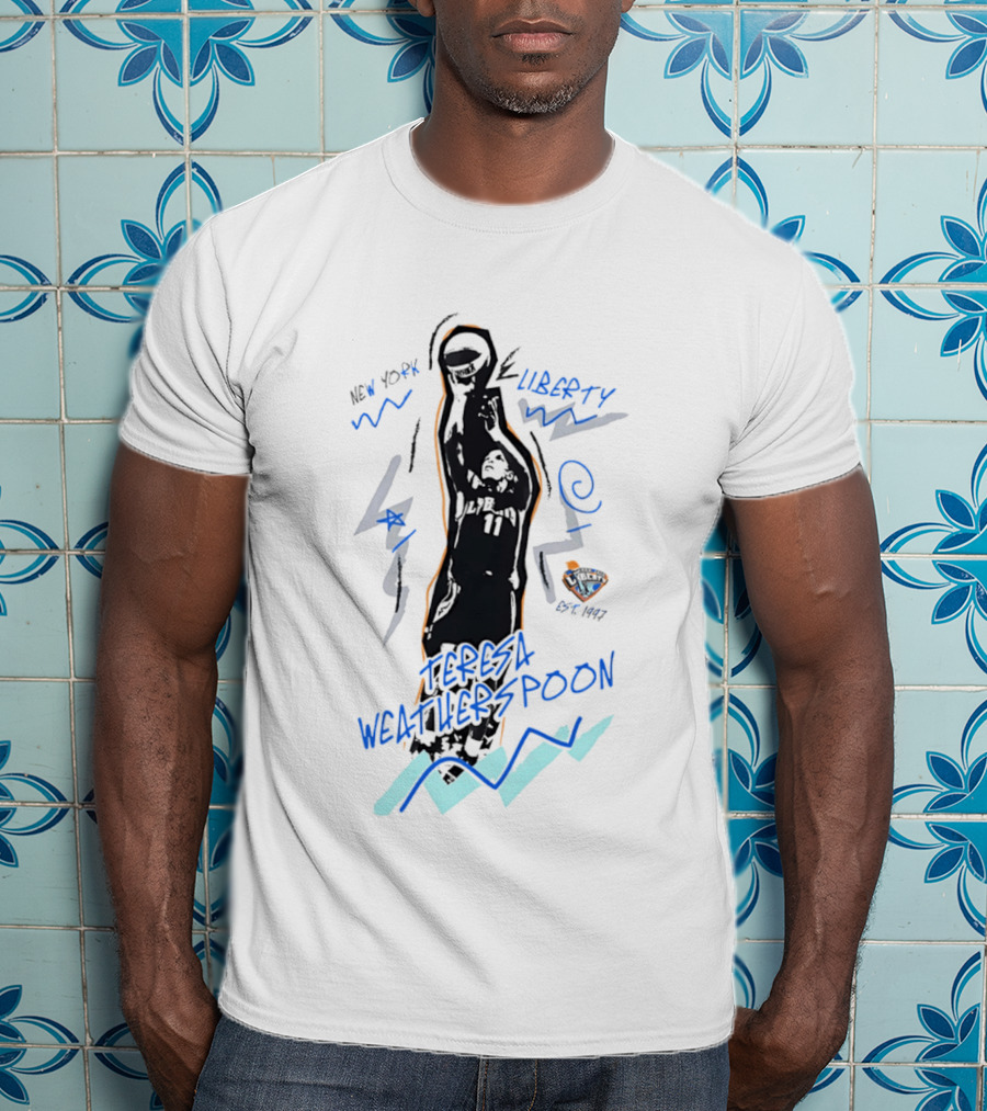 New York Liberty Teresa Weatherspoon Chalked Up Basketball Art 97 98 WNBA T-Shirt