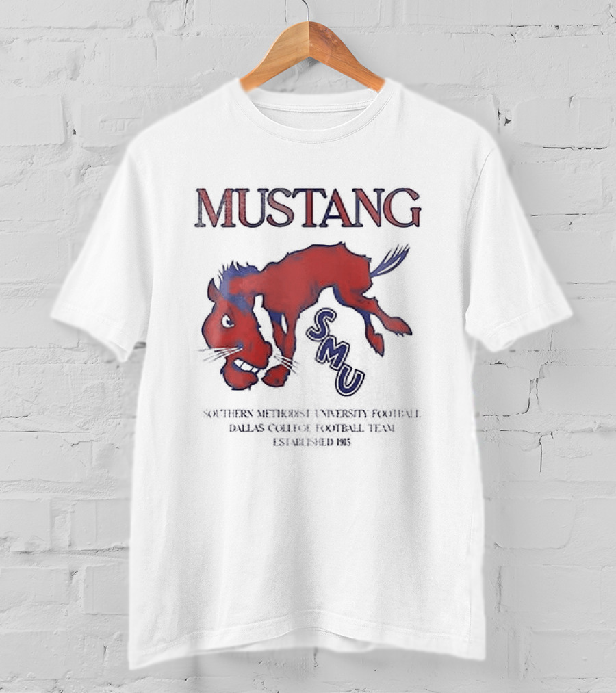SMU Mustangs Southern Methodist University Red Blue Mustang T-Shirt