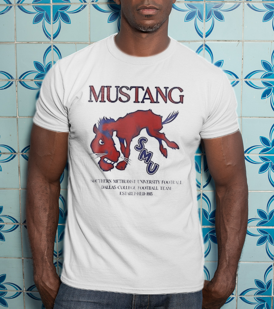 SMU Mustangs Southern Methodist University Red Blue Mustang T-Shirt
