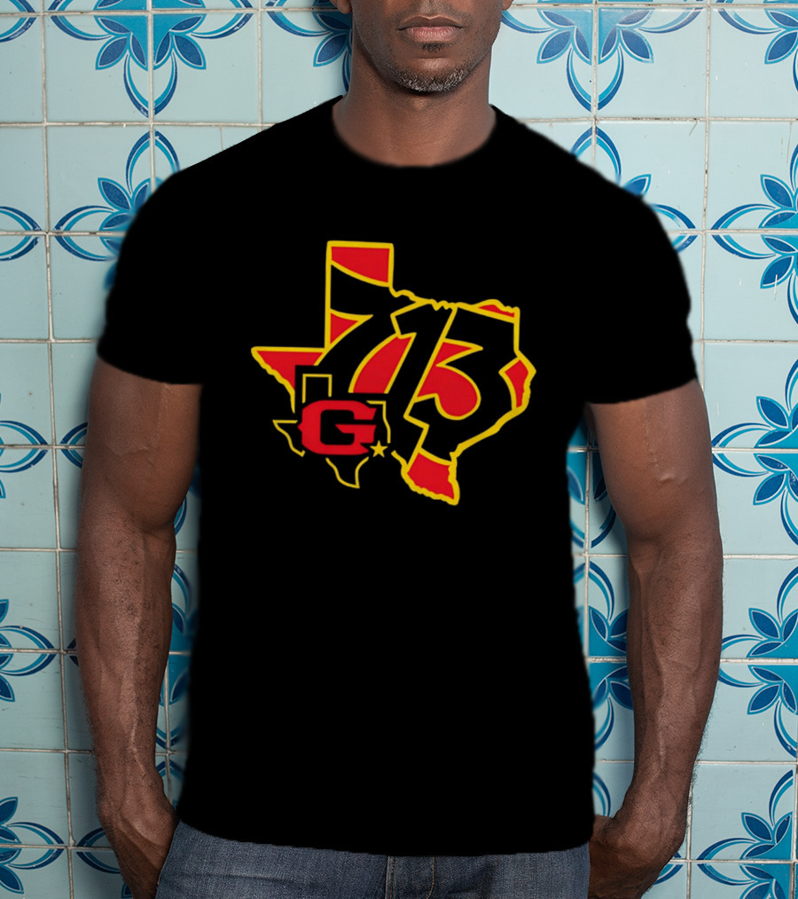 Houston Gamblers 713 Area Code Texas Map T-Shirt
