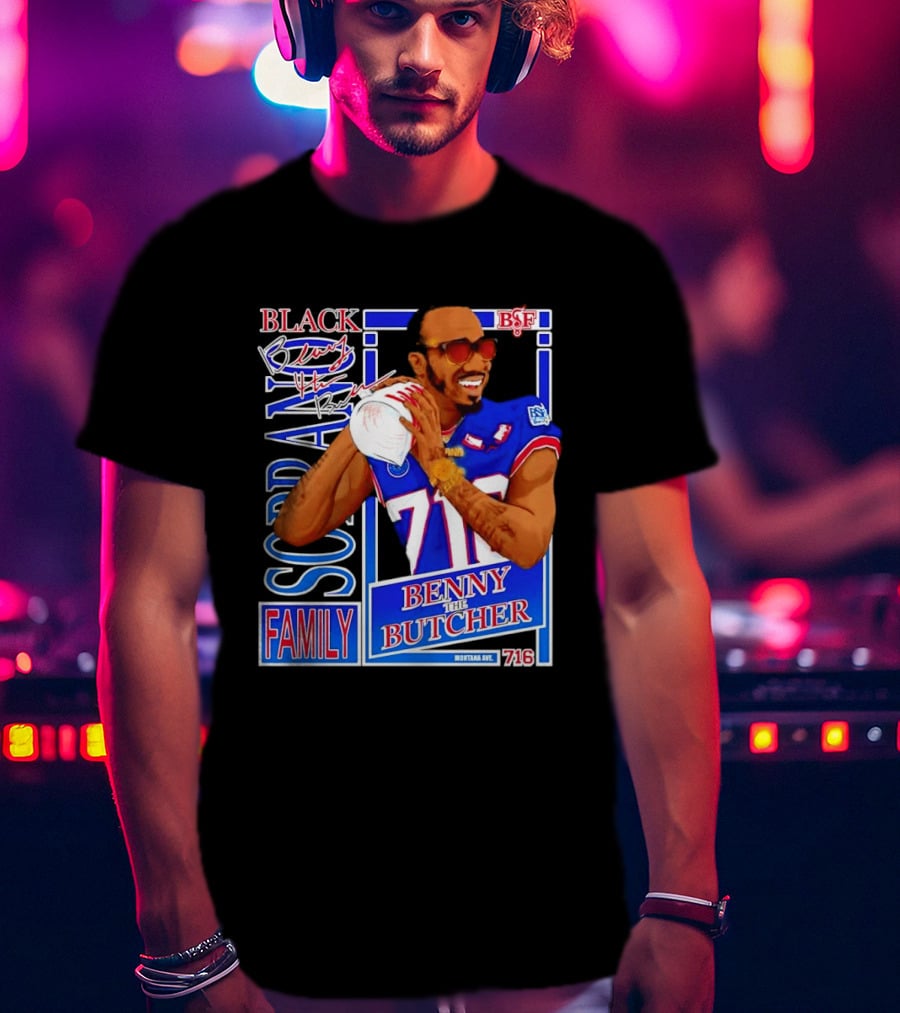 Benny The Butcher Black Soprano Family Buffalo Bills 716 Montana Ave T-Shirt