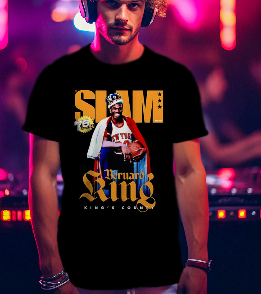 Bernard King New York Knicks Slam June 1995 King's County 75 Before 94 T-Shirt