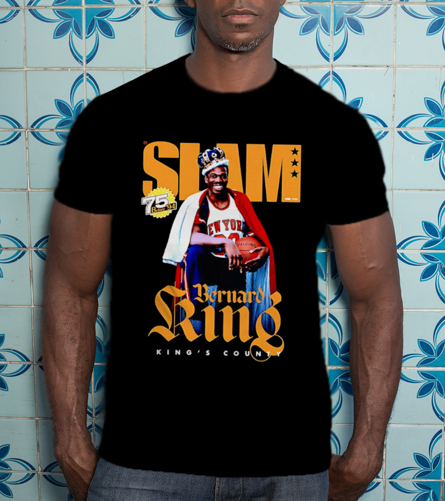 Bernard King New York Knicks Slam June 1995 King's County 75 Before 94 T-Shirt