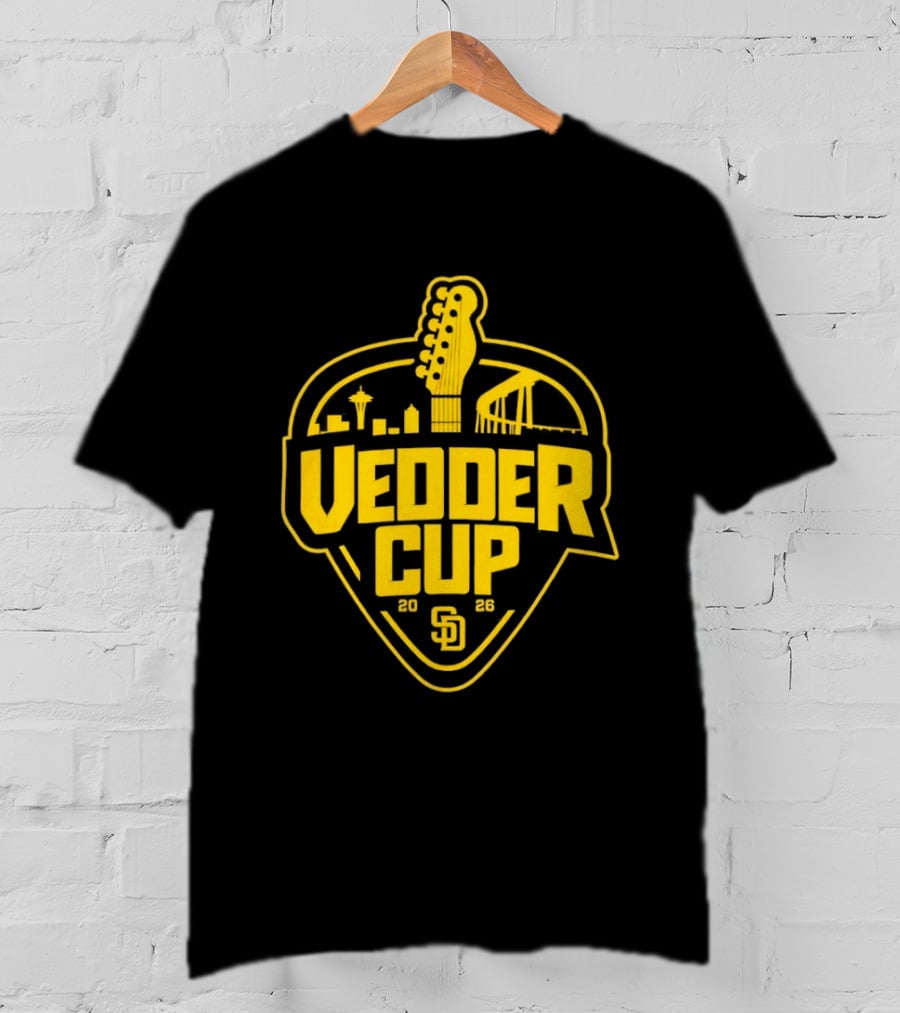San Diego Padres 2026 Vedder Cup SD Baseball Event City Skyline Guitar T-Shirt