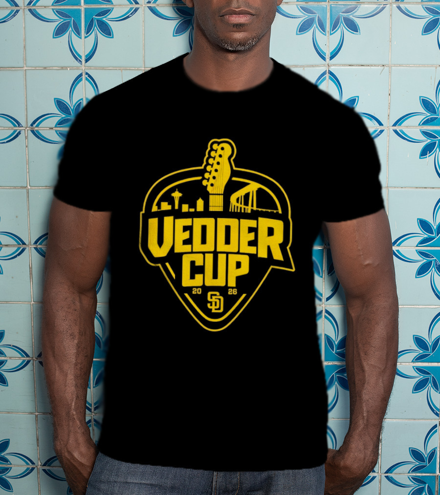 San Diego Padres 2026 Vedder Cup SD Baseball Event City Skyline Guitar T-Shirt