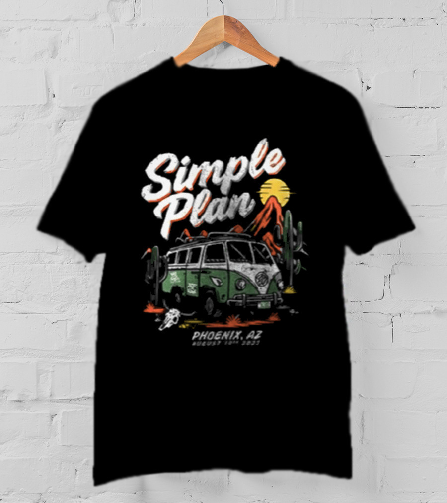 Simple Plan Bigger Than You Think Tour Vintage Van Scenic Desert Adventure T-Shirt