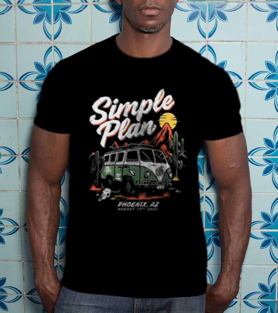 Simple Plan Bigger Than You Think Tour Vintage Van Scenic Desert Adventure T-Shirt