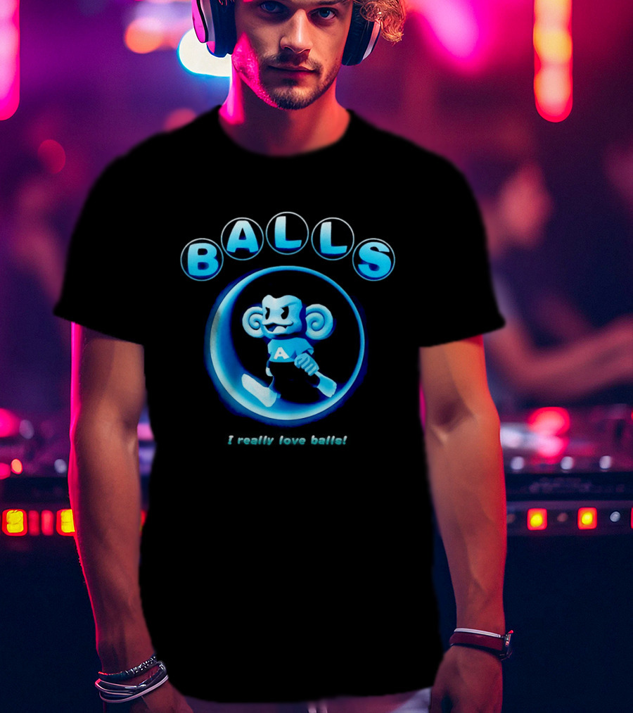 Super Monkey Ball I Really Love Balls A Blue Monkey T-Shirt