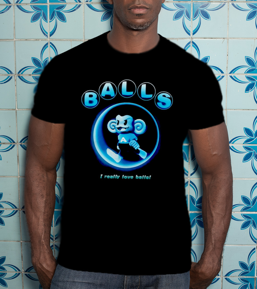 Super Monkey Ball I Really Love Balls A Blue Monkey T-Shirt